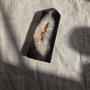 Elegant Brown and Cream Geode Accent Piece